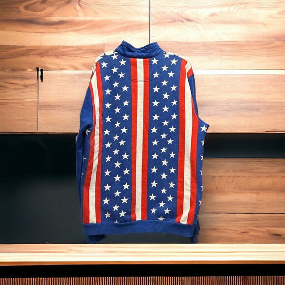 Chubbies American Flag Pullover Size XL Vintage Style Quarter Zip Sweatshirt - Picture 2 of 8